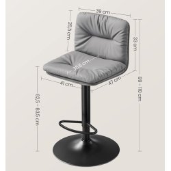 Barstole st af 2 - hje stole med rygln og fodsttte - gr