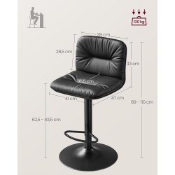 Barstole st af 2 - hje stole med rygln og fodsttte - sort