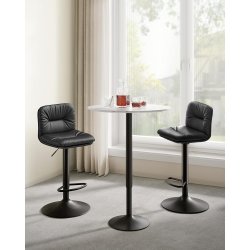 Barstole st af 2 - hje stole med rygln og fodsttte - sort