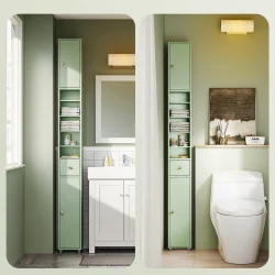 Badevrelsesskab med hylder, skabe og skuffe - mint 180x20x20