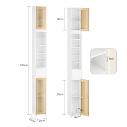 Badevrelsesskab med hylder, skuffe og trlger - hvid 180x20x20