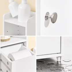 Badev�relsesskab med hylder, skabe og skuffe - hvid 145x20x20