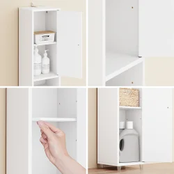 Badevrelsesskab med hylder, skabe og skuffe - hvid 180x20x20