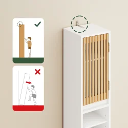 Badevrelsesskab med hylder, skuffe og trlger - hvid 180x20x20