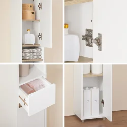 Badevrelsesskab med hylder, skabe og skuffe - hvid 180x20x20