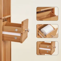 Badevrelsesskab med hylder, skabe og skuffe - brun 180x20x20