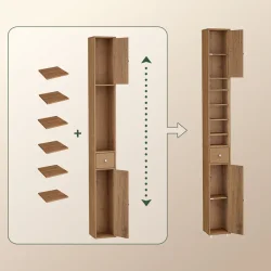 Badevrelsesskab med hylder, skabe og skuffe - brun 180x20x20