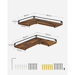 Hylder - 2 svvende L-formet hjrnehylder - rustik brune