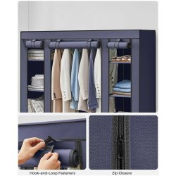 Kl�deskab med stofsider - marinebl� garderobeskab og t�jskab - 175 cm