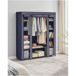 Kl�deskab med stofsider - marinebl� garderobeskab og t�jskab - 175 cm