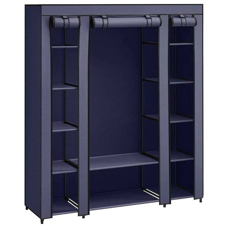 Kl�deskab med stofsider - marinebl� garderobeskab og t�jskab - 175 cm