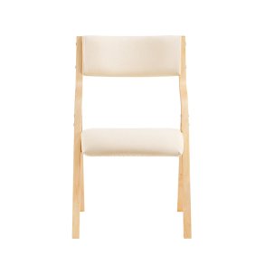 Klapstol, foldbar stol i tr med polstring beige 54x48x80 cm