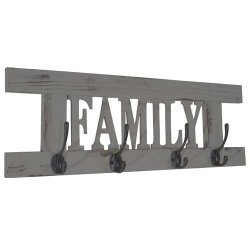 Knager�kke Family med 4 knager - antik gr� knager�kke - entrem�bel