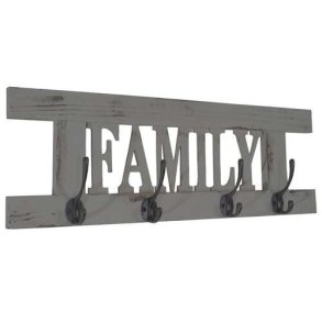 Knager�kke Family med 4 knager - antik gr� knager�kke - entrem�bel