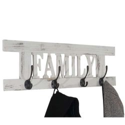 Knager�kke Family med 4 knager - antik hvid knager�kke - entrem�bel