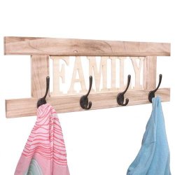 Knager�kke Family med 4 knager - natur brun knager�kke - entrem�bel