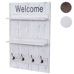 Garderobe med 2 hylder - knager�kke med 4 knager - antik hvid entrem�bel