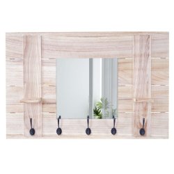 Garderobe med spejl - lysebrun knager�kke med 5 knager - entrem�bel