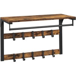 Knager�kke med b�jlestang og hattehylde 80x30 cm - rustik brun