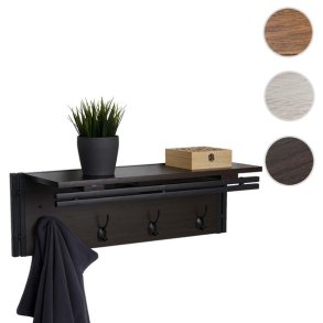 Knager�kke - garderobe med b�jlestang og hylde - 3D m�rkebrun egetr�s look