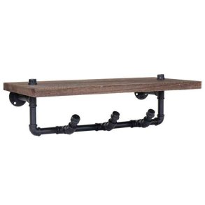 Vghngt garderobe med hylde i industrielt design - brun entrembel