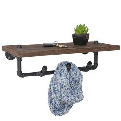 Vghngt garderobe med hylde i industrielt design - brun entrembel