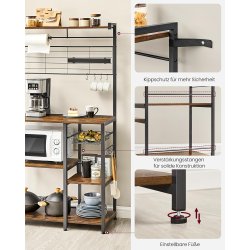 K�kkenreol - k�kkenstativ - rustik brun L90 x B42 x H167,3 cm