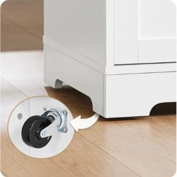 K�kkenvogn p� hjul, k�kken� med skuffer og hylder, hvid