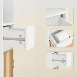 Badevrelsesskab med hylder, skuffe og trlger - hvid 180x20x20