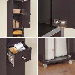 Badevrelsesskab med hylder, skabe og skuffe - brun 180x20x20