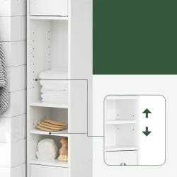 Badevrelsesskab med hylder, skabe og skuffe - hvid 180x20x20