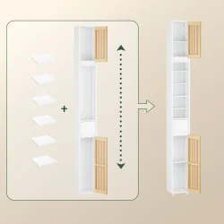 Badevrelsesskab med hylder, skuffe og trlger - hvid 180x20x20
