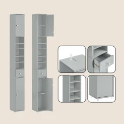 Badevrelsesskab med hylder, skabe og skuffe - gr 180x20x20