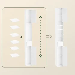 Badevrelsesskab med hylder, skabe og skuffe - hvid 180x20x20