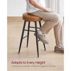 Barstol med kunstlder - st med 2 barstole - brun H63 cm