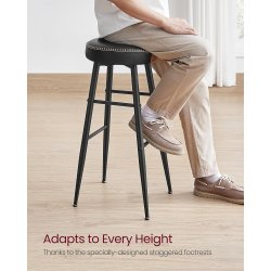 Barstol med kunstlder - st med 2 barstole - sort H76,2 cm
