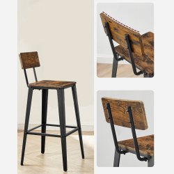 Barstole med rygln - st med 2 barstole - rustik brun og sort