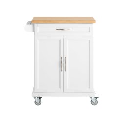 Kkkenvogn med skab, kkkenvogn med skuffe, hvid 74x45x91cm