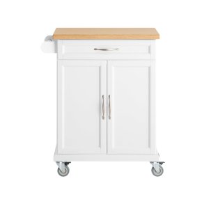 Kkkenvogn med skab, kkkenvogn med skuffe, hvid 74x45x91cm