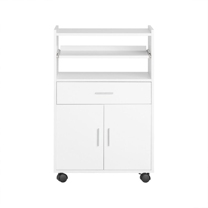 Kkkenvogn, rullebord og kkken p hjul, skab, hylder, hvid