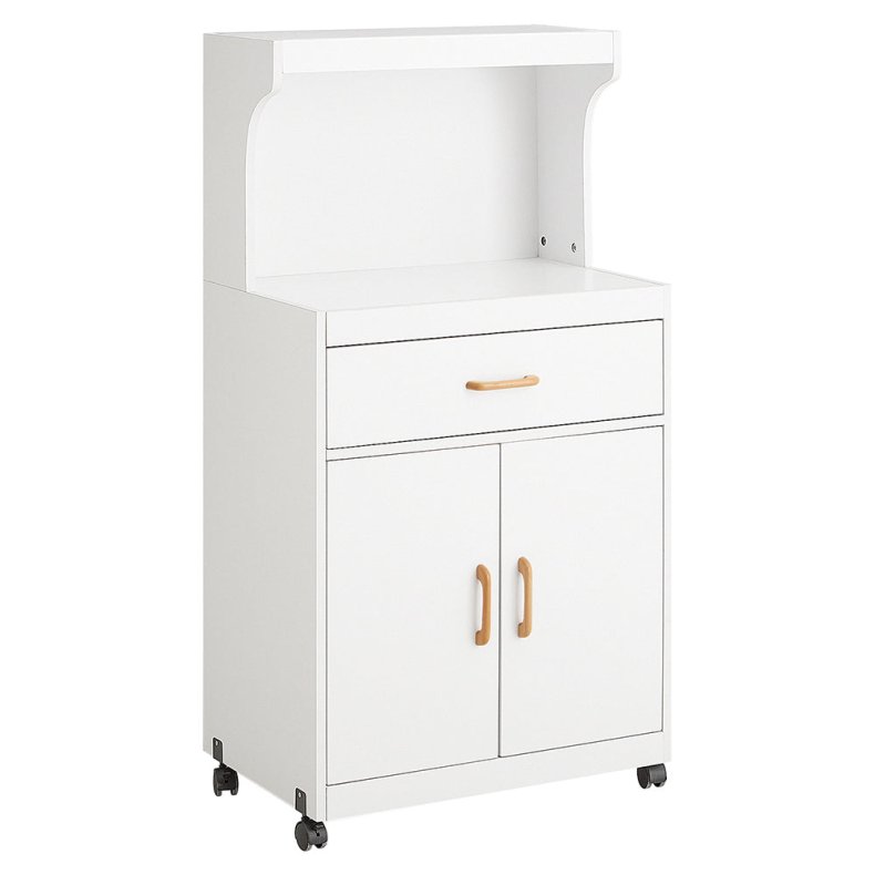 K�kkenvogn med hylde, skuffe, skab, k�kkenskab p� hjul, hvid