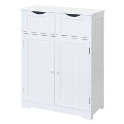 Kommode - hvid kommode med 2 skuffer og 2 skabe 80 x 70 x 34 cm