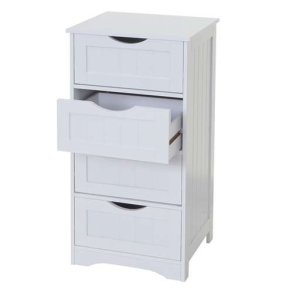 Kommode - hvid kommode med 4 skuffer 80 x 30 x 26 cm
