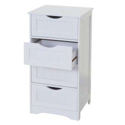 Kommode - hvid kommode med 4 skuffer 80 x 30 x 26 cm