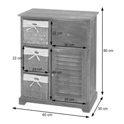 Kommode med 3 kurve, skab og skuffe - brun antik vintage kommode