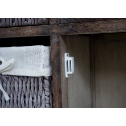 Kommode med 3 kurve, skab og skuffe - brun antik vintage kommode