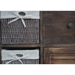 Kommode med 3 kurve, skab og skuffe - brun antik vintage kommode