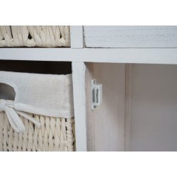 Kommode med 3 kurve, skab og skuffe - hvid antik vintage kommode