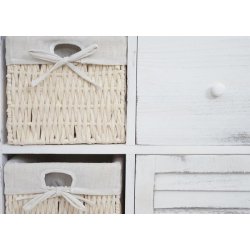 Kommode med 3 kurve, skab og skuffe - hvid antik vintage kommode