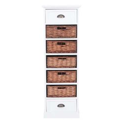 Kommode med 2 skuffer og 5 kurve - hvid kommode 120 x 40 x 30 cm